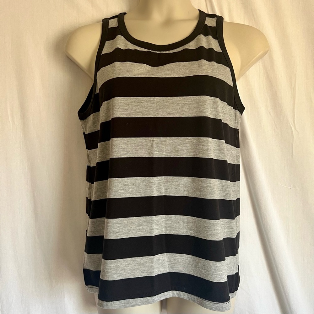 Hype Striped Black and Gray Women's Tank Top